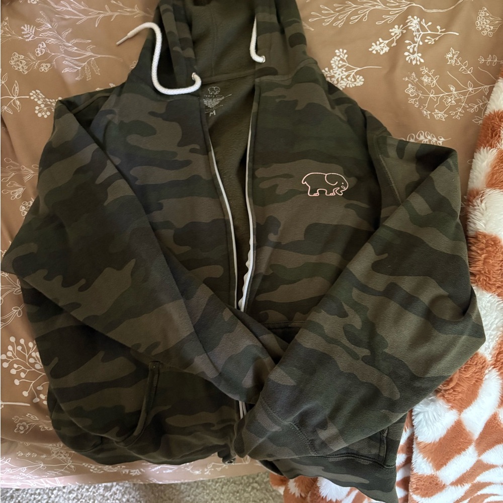 Ivory Ella Camouflage Hoodie Jacket